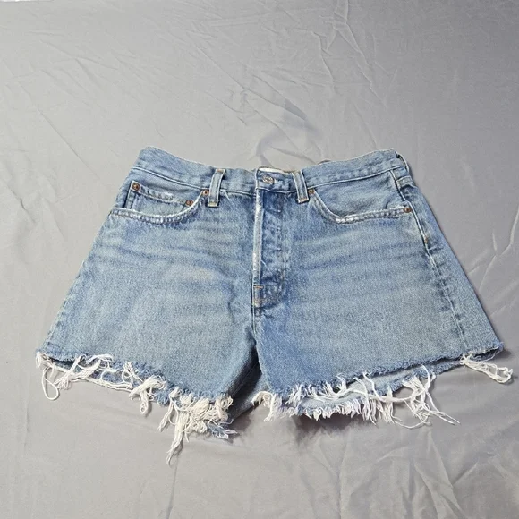 Agolde Sz 27 Classic Light Blue Women's Frayed Jean Shorts - Picture 1 of 7